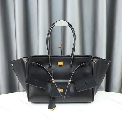 Large Black Gold Leather Tote Bag Spacious