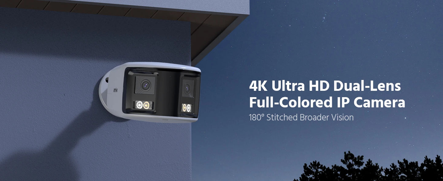 2 Pack 8MP 4K Outdoor Security Cameras with Panoramic View