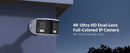 2 Pack 8MP 4K Outdoor Security Cameras with Panoramic View