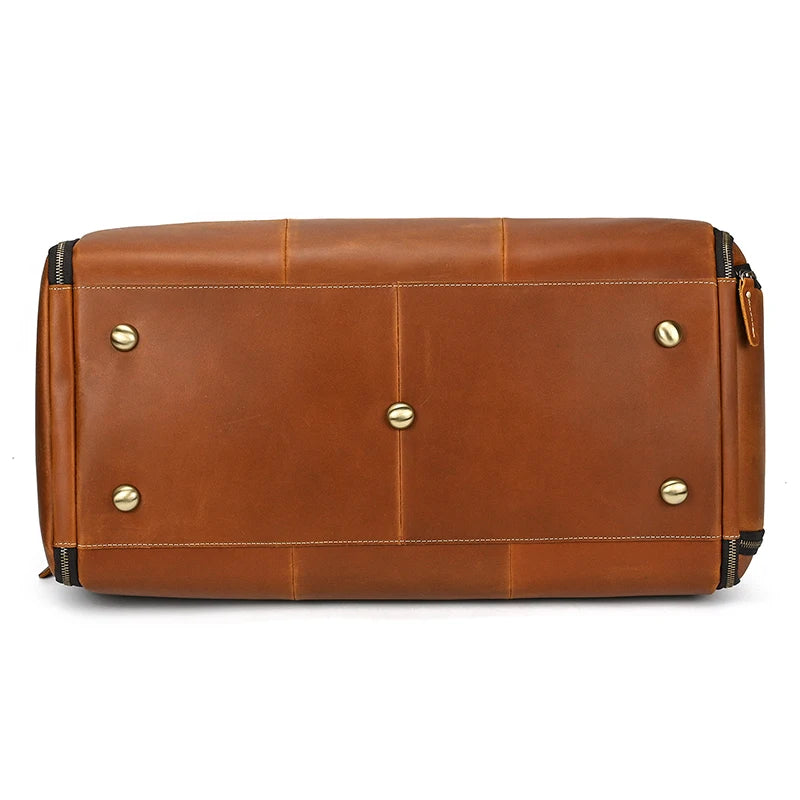 Business Leather Suit Bag with Organizer Brown