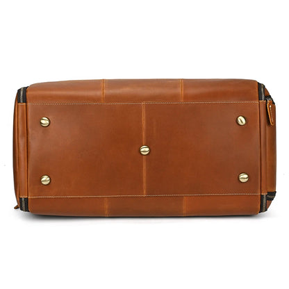 Business Leather Suit Bag with Organizer Brown