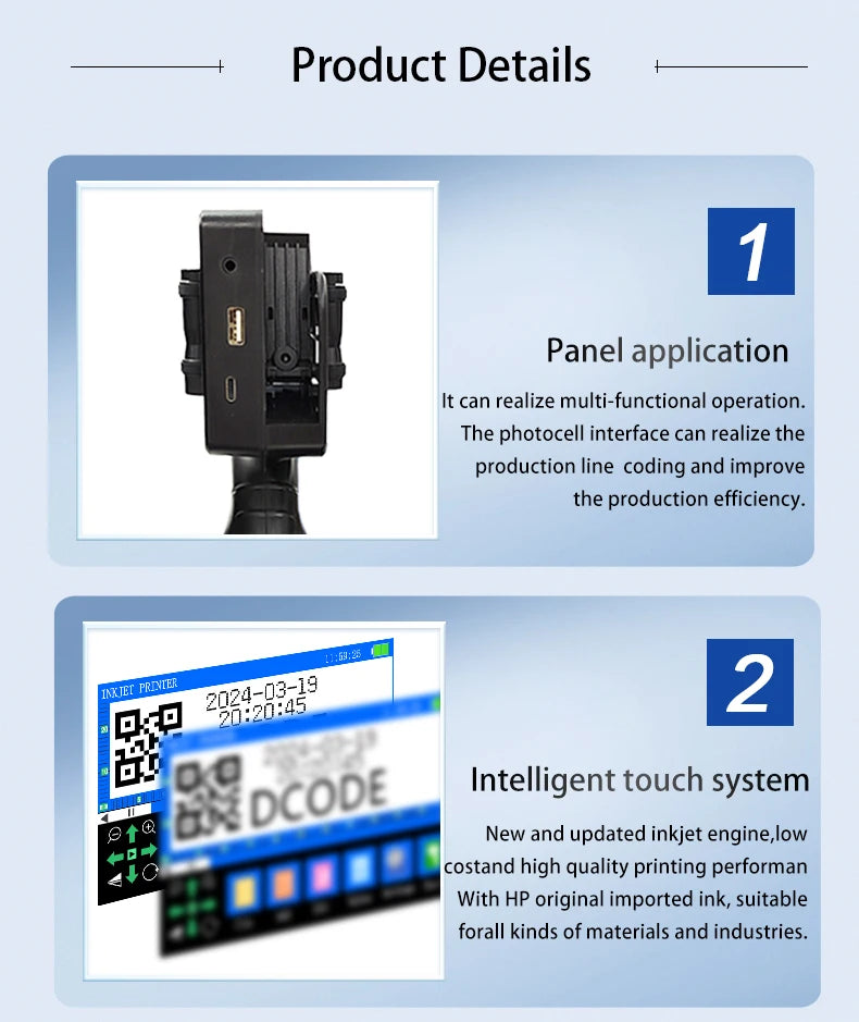 Portable 12.7mm Handheld Inkjet Printer with 1 Ink Cartridge