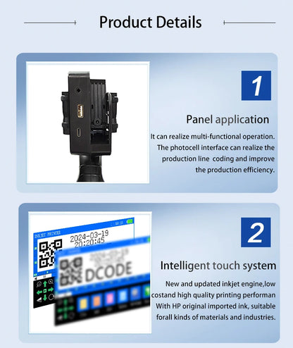 Compact Handheld Barcode and Logo Printing Machine No Ink