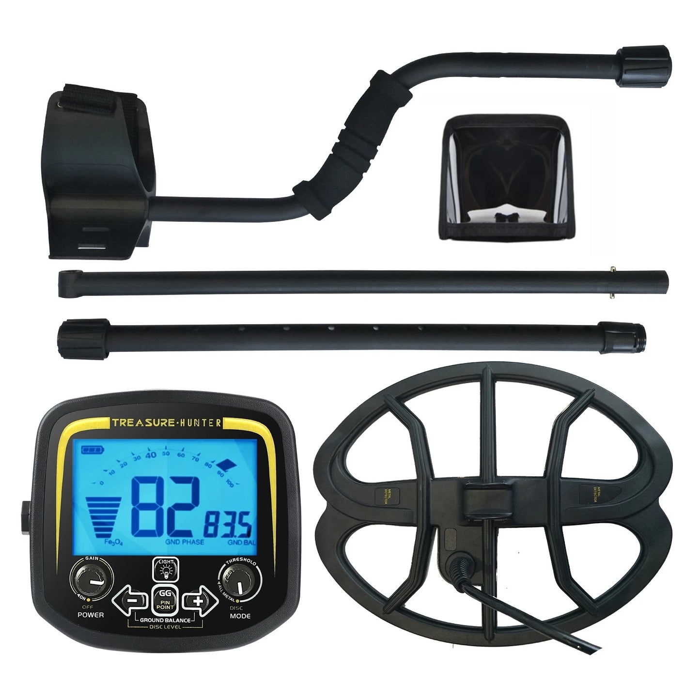 High Sensitivity Metal Detector 11in Coil Waterproof Treasure Hunter