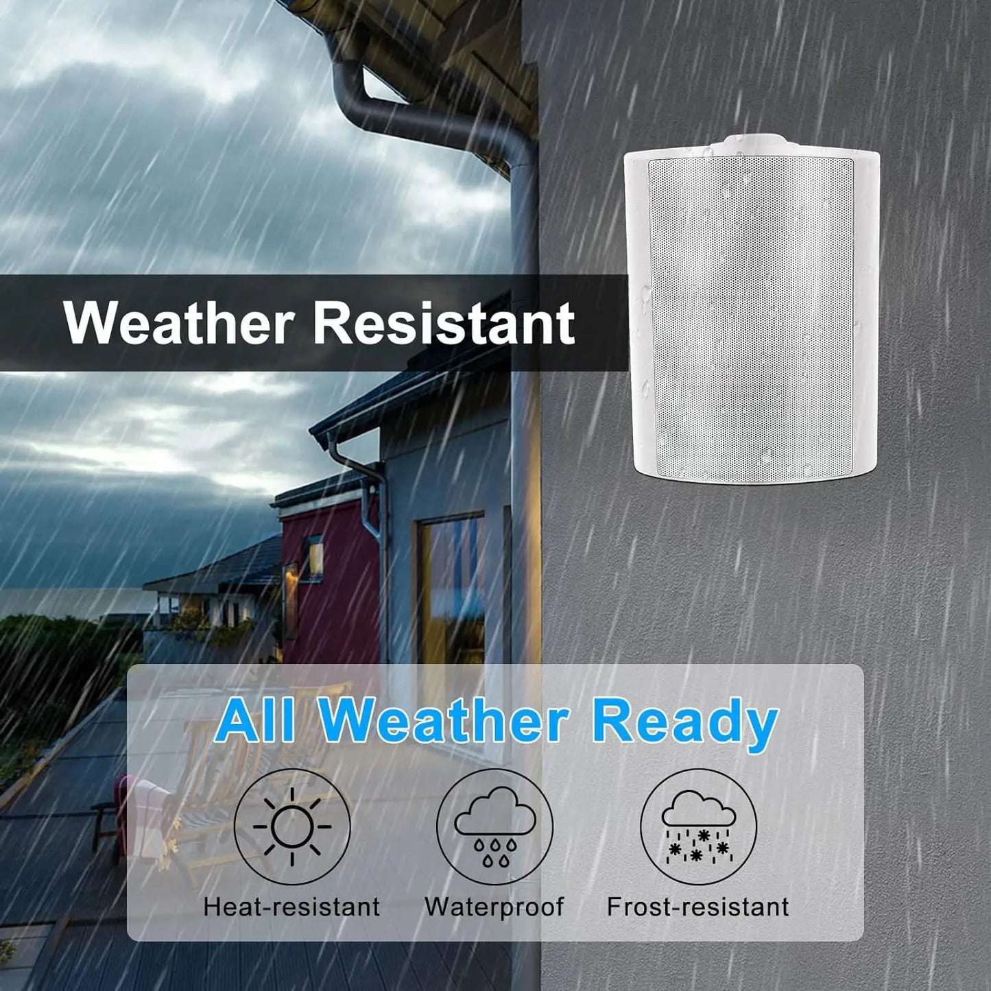 5.25” 2-Pack Outdoor Speakers 300W White Weatherproof