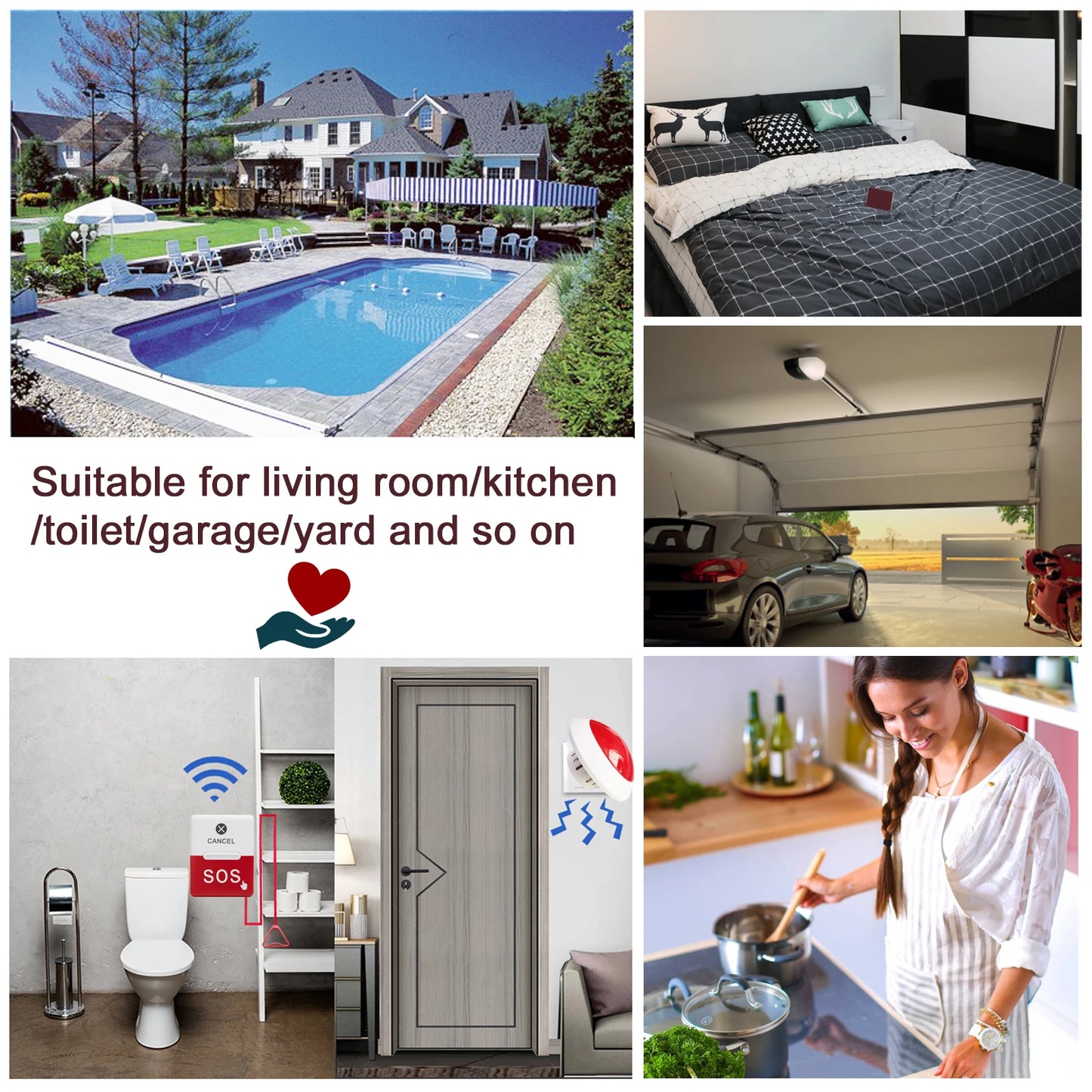 Wireless Nurse Alert System 2 Red Lights 2 Call Buttons