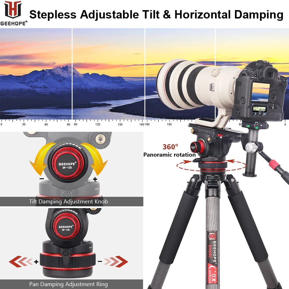 Hydraulic Fluid Tripod Head 12kg DSLR Video Stabilizer