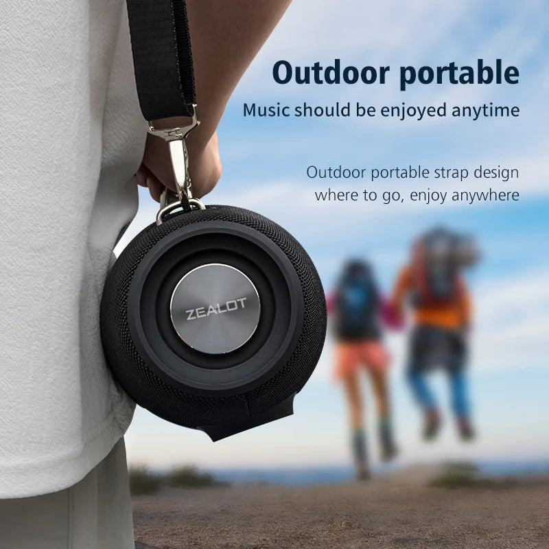Portable Waterproof Wireless Speaker Blue with Strap 40H Playtime