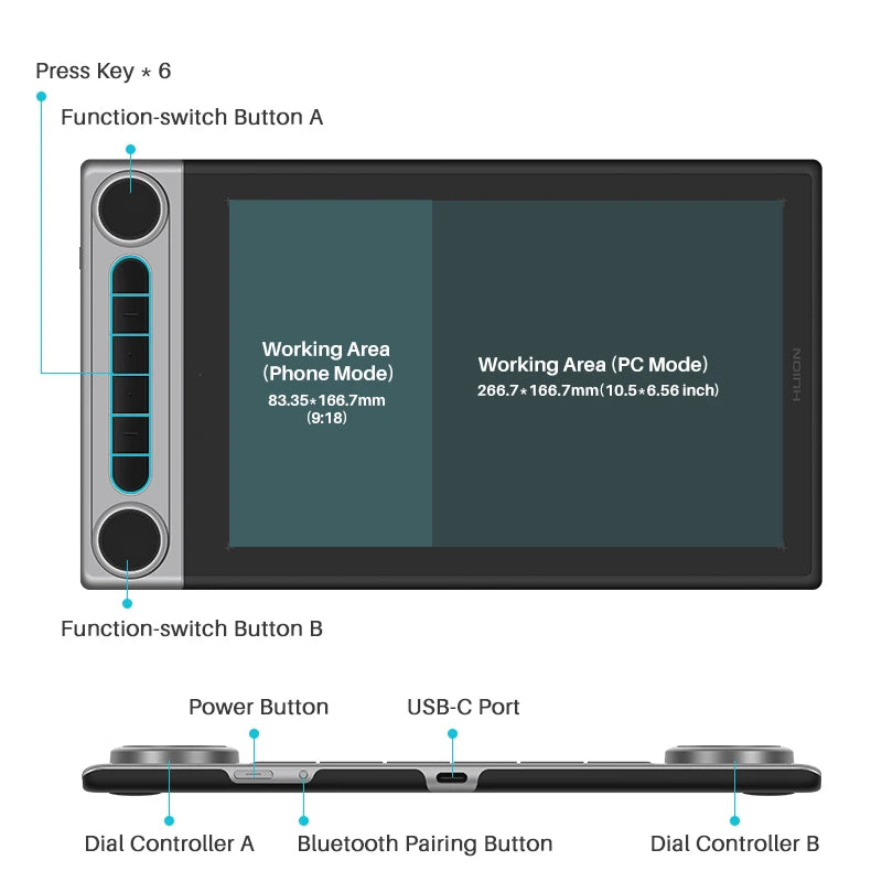 Wireless 10×6 Inch Graphics Tablet with Bluetooth 5.0