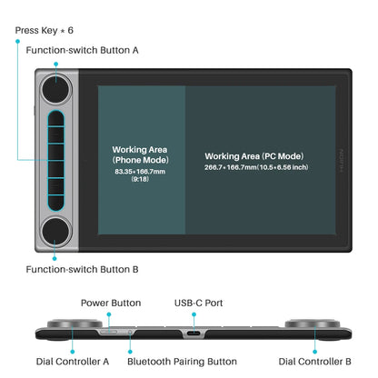 Wireless 10×6 Inch Graphics Tablet with Bluetooth 5.0