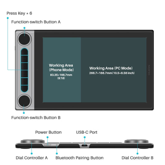 Wireless 10×6 Inch Graphics Tablet with Bluetooth 5.0