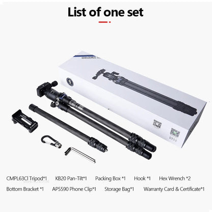 Carbon Fiber Camera Tripod with Ball Head 3 Section