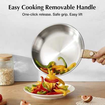 Stainless Steel Frying Pan Set with Removable Handle