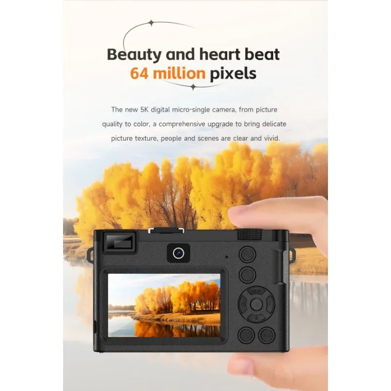 5K Digital Camera 64MP WiFi Wide Angle Vlog Recorder