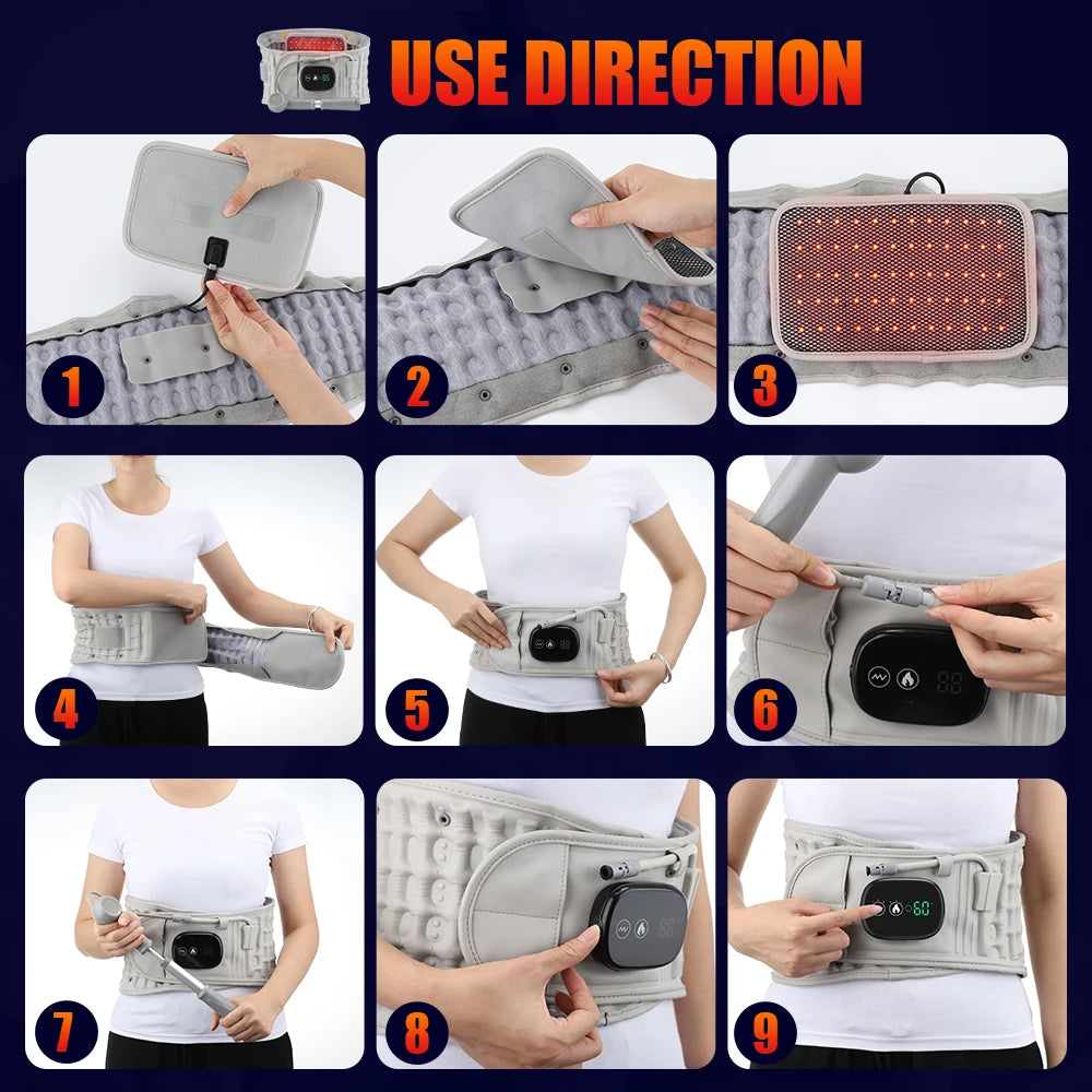 Heated Lumbar Traction Belt with Inflatable Back Support