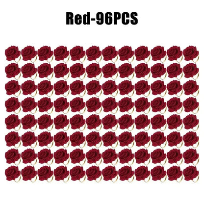 Red Rose Napkin Rings Set 96pcs Event Table Decoration