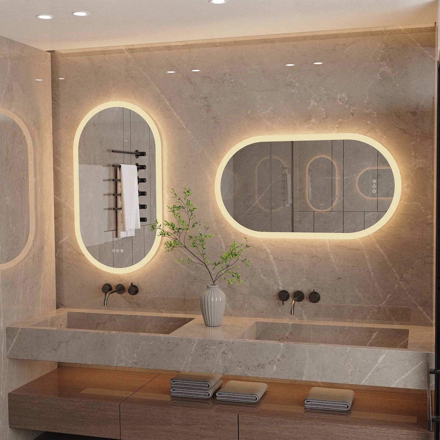 20x32in LED Backlit Bathroom Mirror Anti-Fog Oval