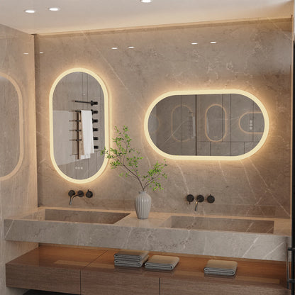 20x32in LED Backlit Bathroom Mirror Anti-Fog Oval