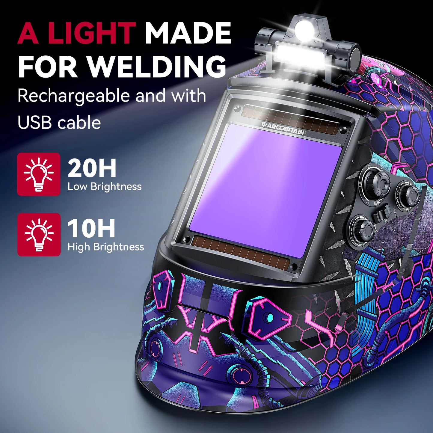 Professional Auto Darkening Welder Hood with Adjustable Shade Control