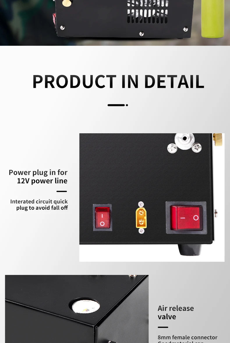 Portable 30MPa Airgun Inflator with 110/220V Transformer