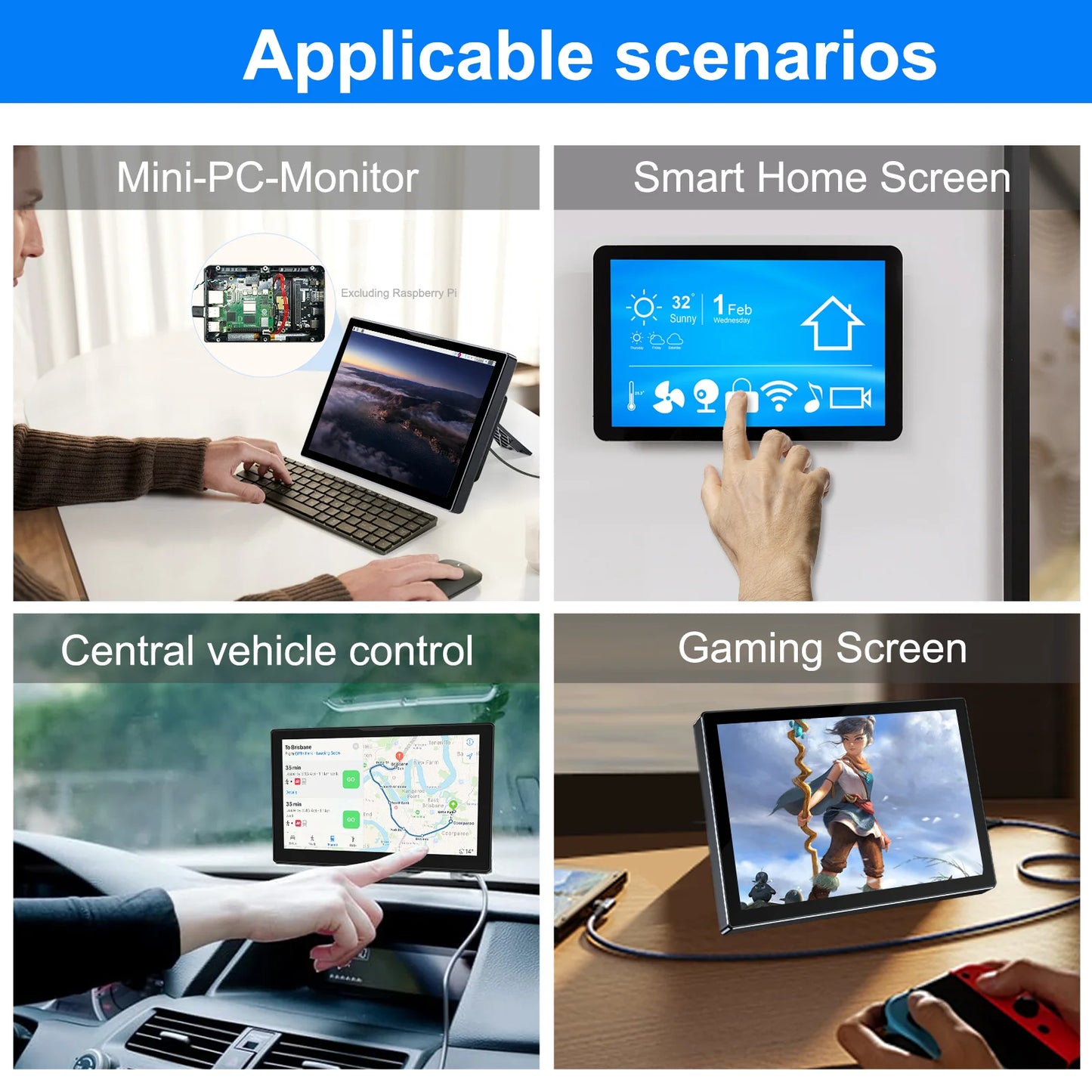 8 Inch HDMI Touchscreen Display with Built-In Speakers