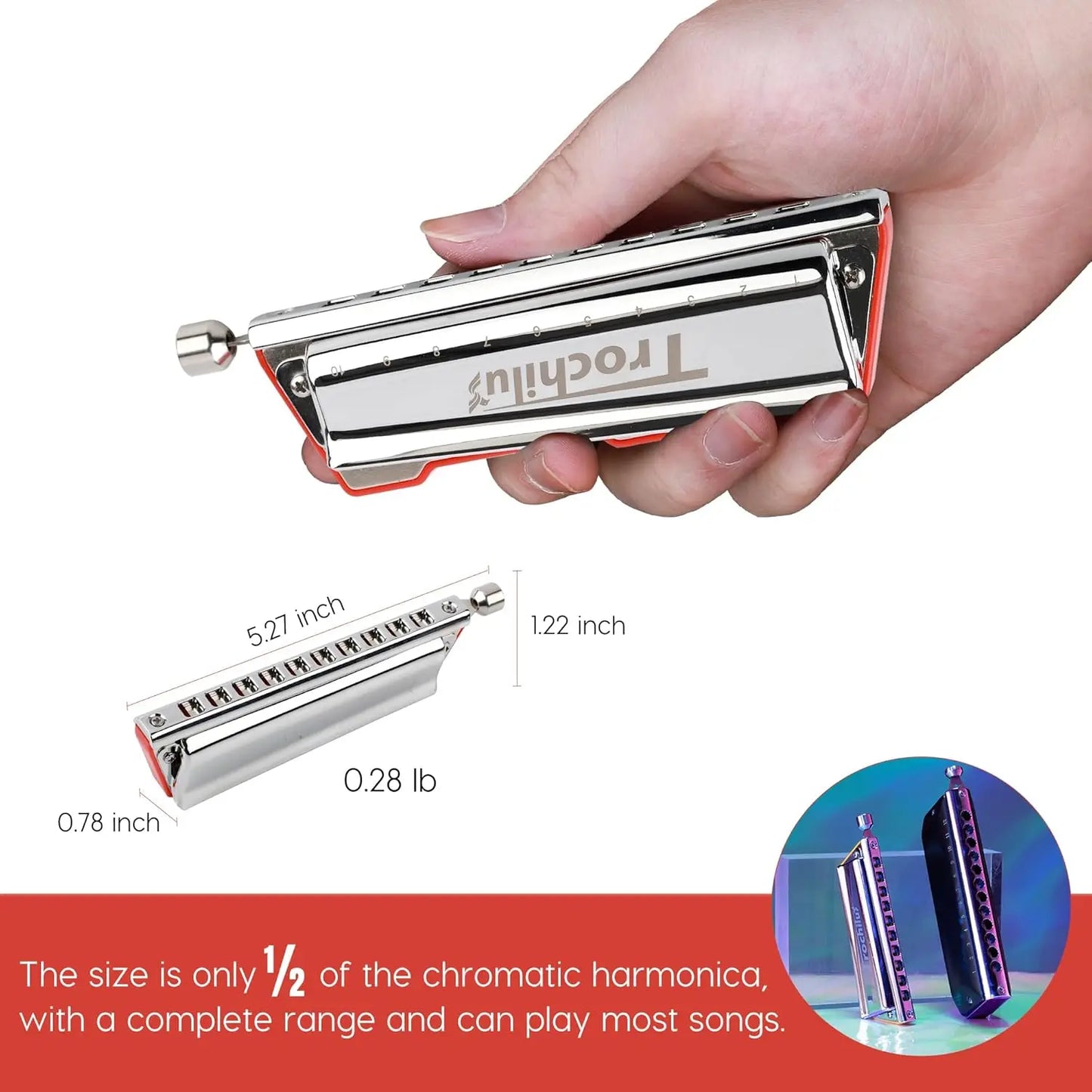 Portable Chromatic Harmonica 10-Hole for Beginners
