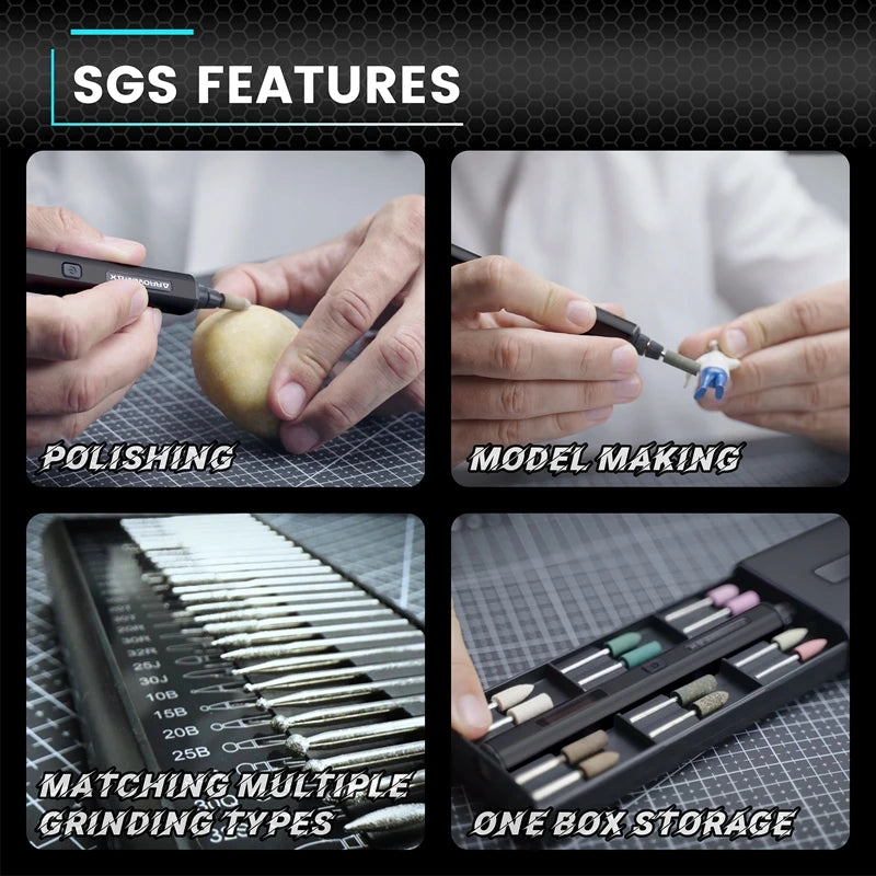 SGS Pro Black Cordless Electric Engraving and Rotary Tool Set