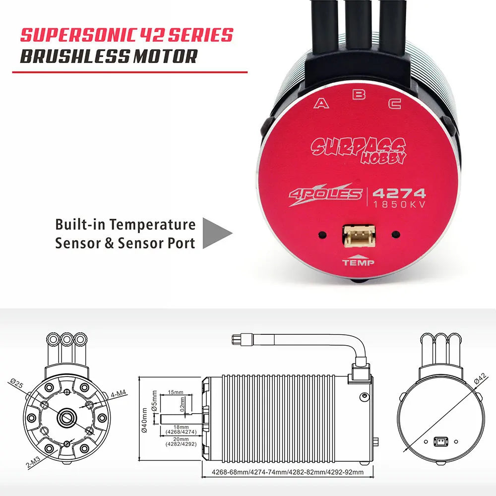 4274 1850KV Motor with 130A ESC for High-Speed RC