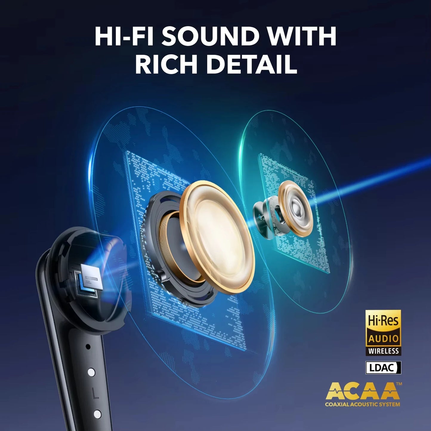 White Wireless Earbuds Hi-Res Audio Noise Cancelling