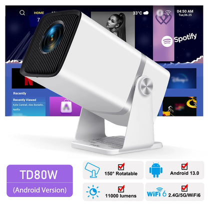 Portable 4K Smart Projector with Android WiFi