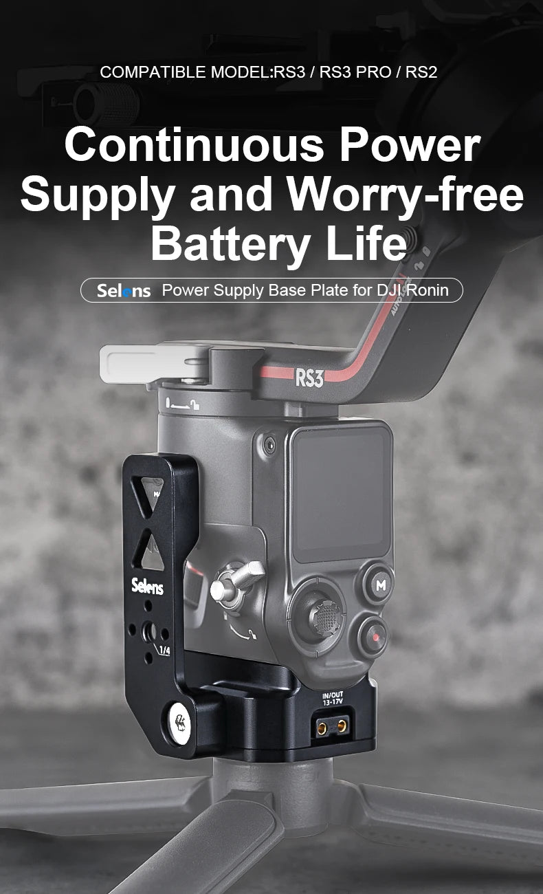 Continuous Power Supply Base Plate for Camera Stabilizers
