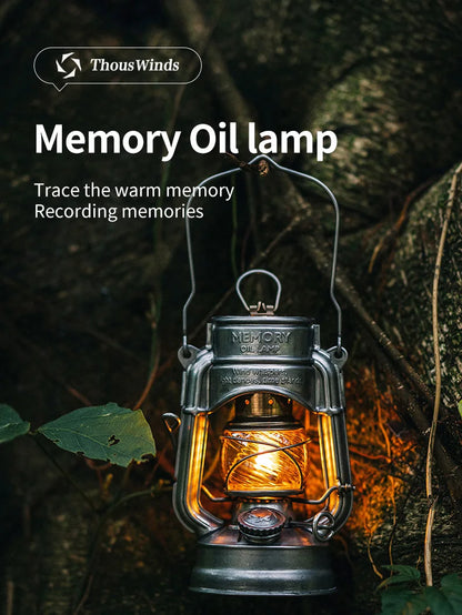 Portable Retro Camping Lantern with Memory Oil Lamp Light