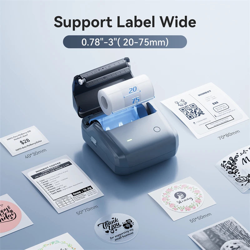 Wireless Pocket Label Printer 50x30mm 5 Rolls
