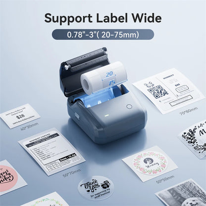 Wireless Pocket Label Printer 50x30mm 5 Rolls