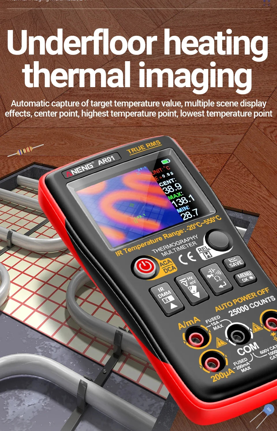 Thermal Imaging Pro Multimeter High-Accuracy 250Mohm Tester