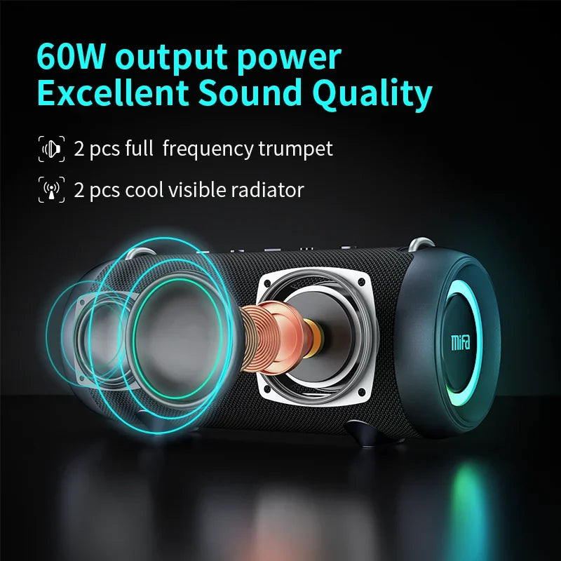 Waterproof 60W Wireless Speaker with Powerful Bass for Camping