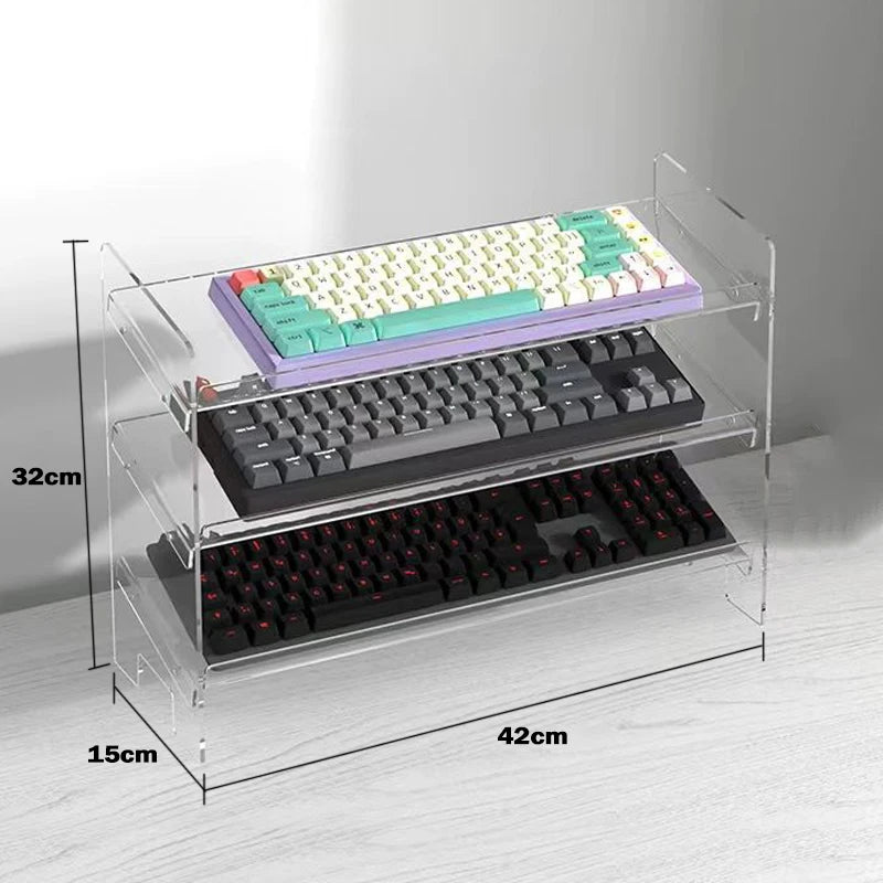 3-Layer Acrylic Keyboard Mouse Desktop Organizer Rack