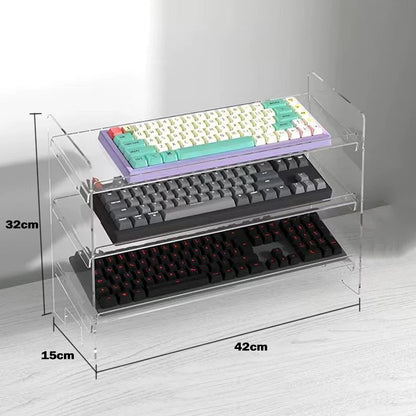 3-Layer Acrylic Keyboard Mouse Desktop Organizer Rack