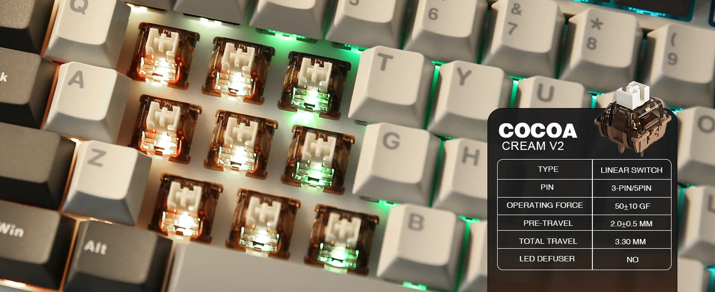75% Wireless Mechanical Keyboard RGB Hot Swap Cocoa Cream V2
