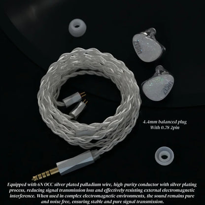 High Fidelity Silver OCC IEM Cable with Noise Control