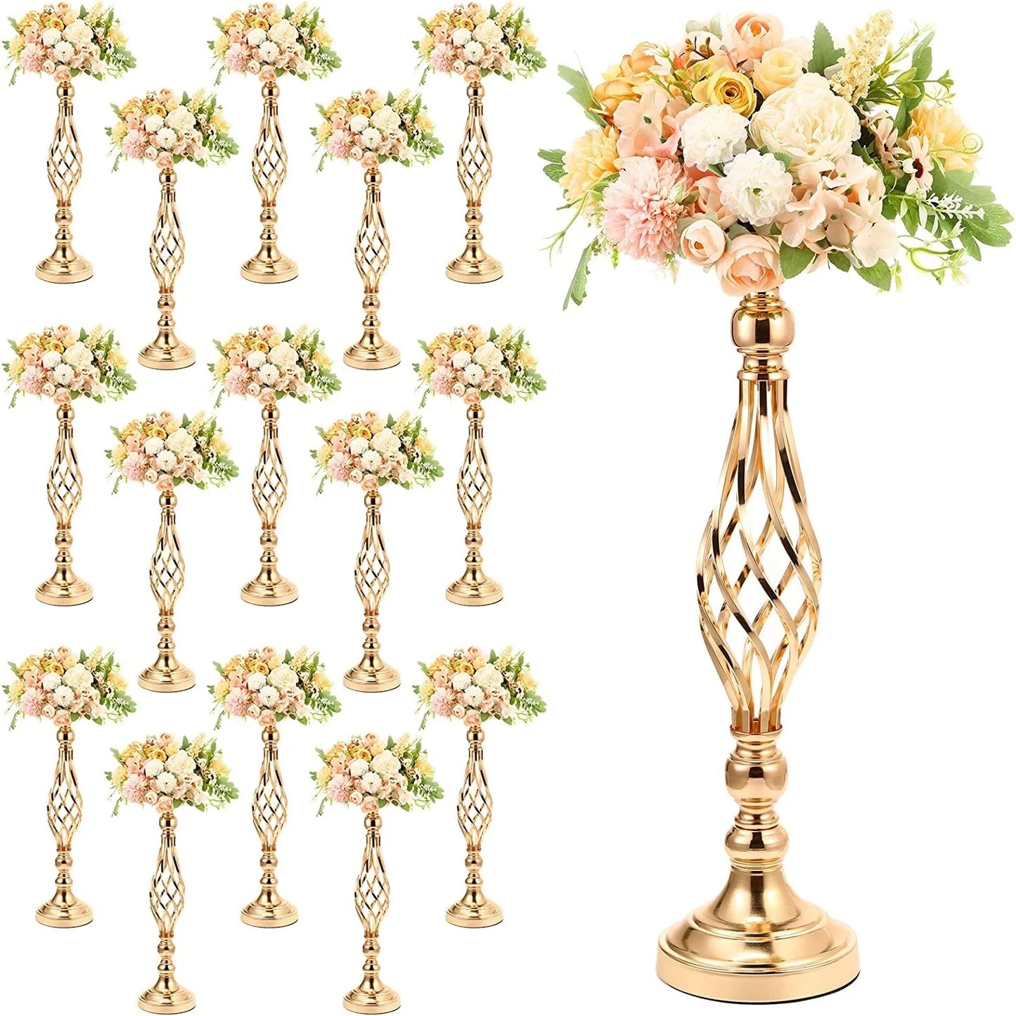 52cm Gold Candelabra Flower Holder 10-Piece Set