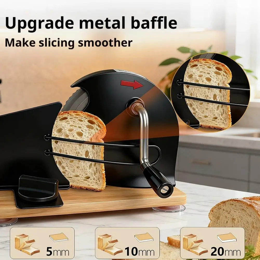 Hand Crank Bread Slicer with Adjustable 5-20mm Thickness