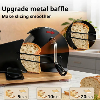 Hand Crank Bread Slicer with Adjustable 5-20mm Thickness