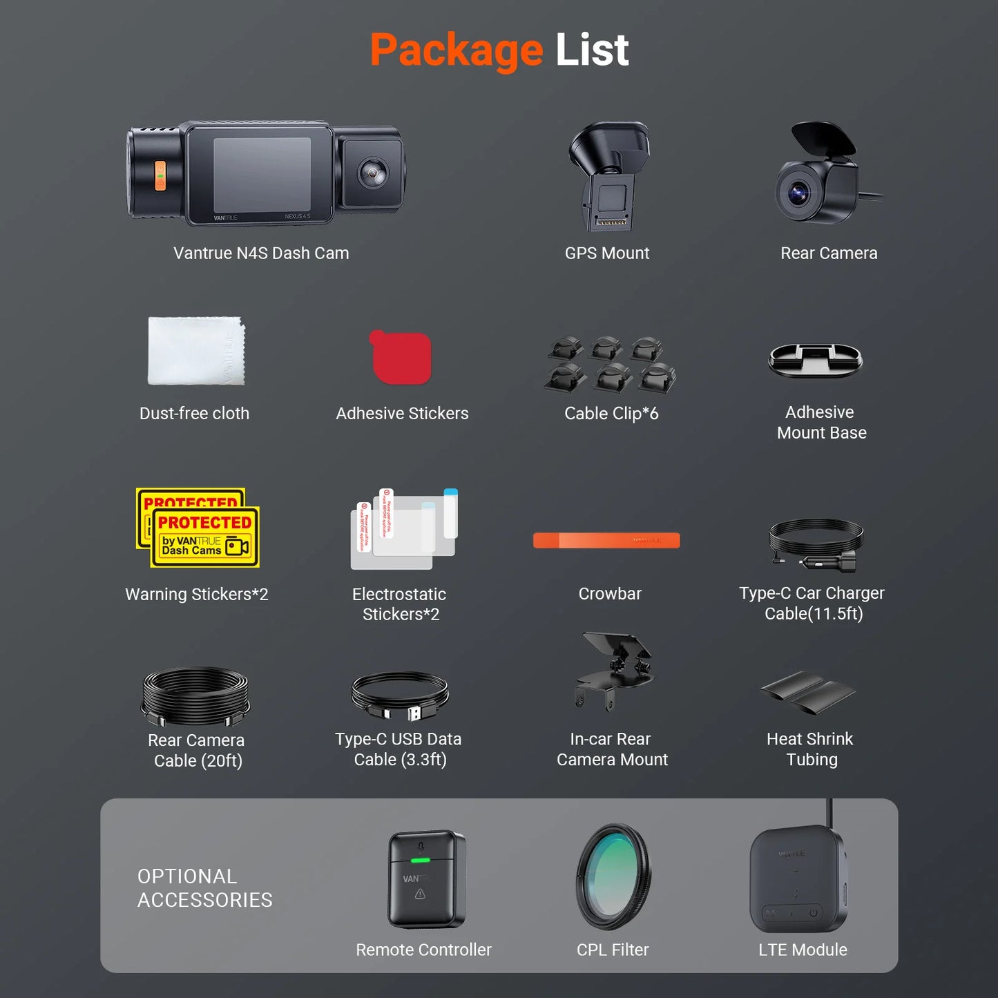 DashCam 3-Camera 2.7K IP67 Waterproof GPS
