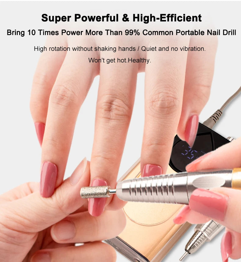 Portable White High Speed Aluminium Nail Drill Machine