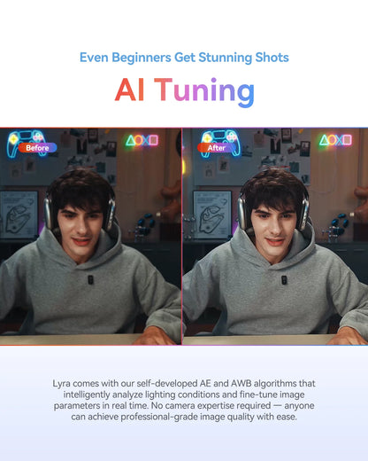 4K Streaming Webcam AI Tracking Noise Cancelling Camera