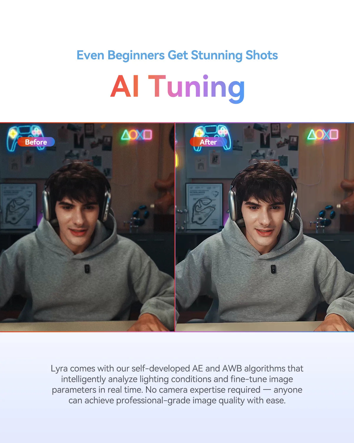 4K Live Streaming Webcam with Auto Tracking Mic Camera Kit