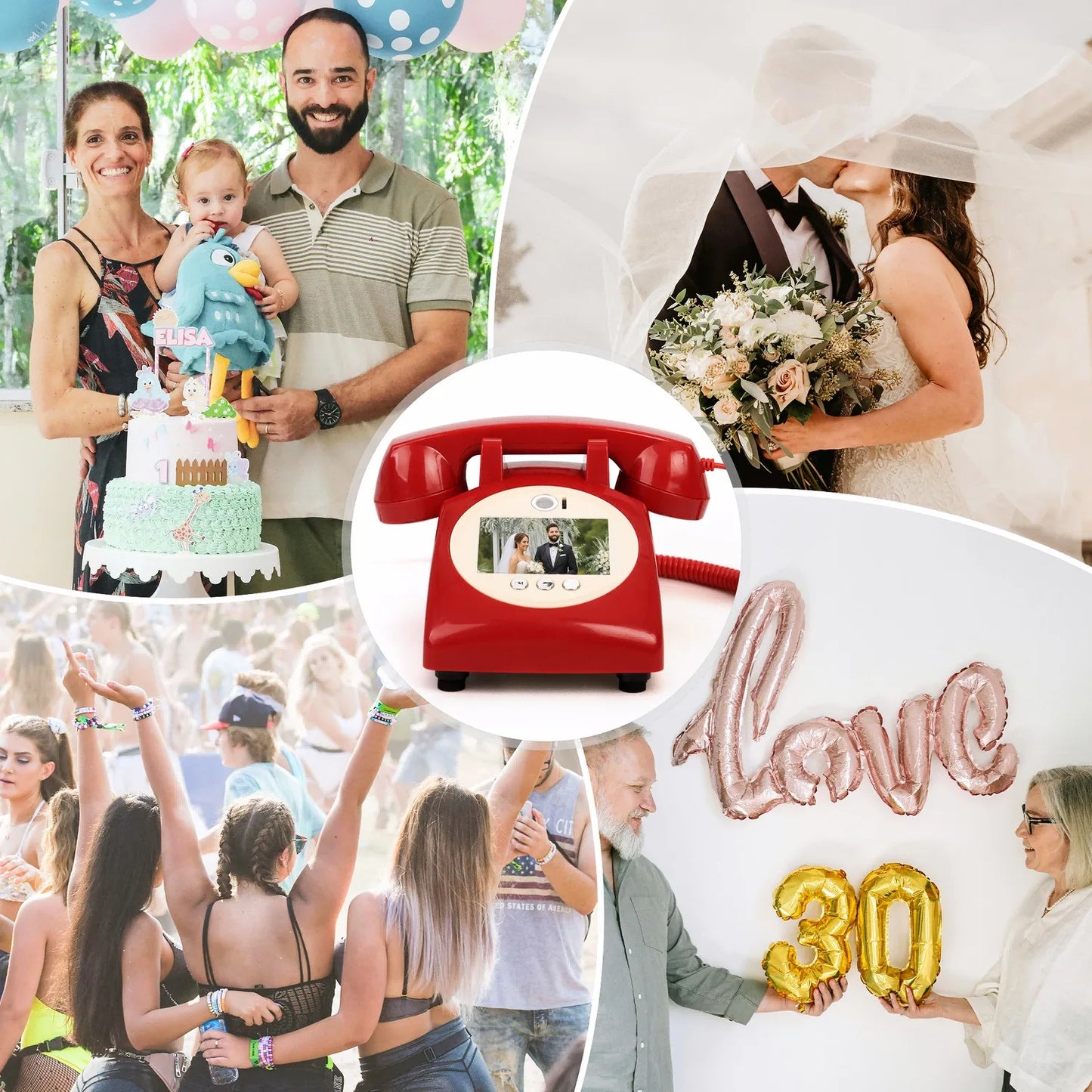 Wedding Video Guestbook Phone for Party and Banquet Wishes White