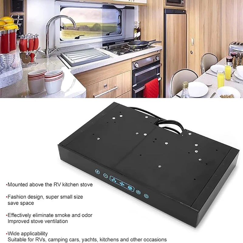 Compact 12V Camper Range Hood Touch Control Small