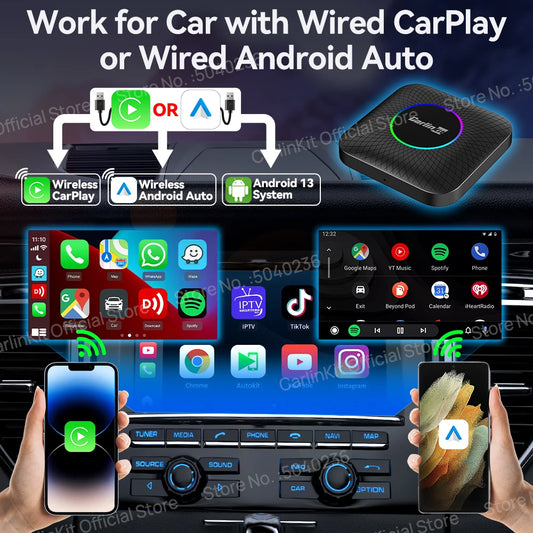 Smart CarPlay Android Auto Box 64/128GB WiFi